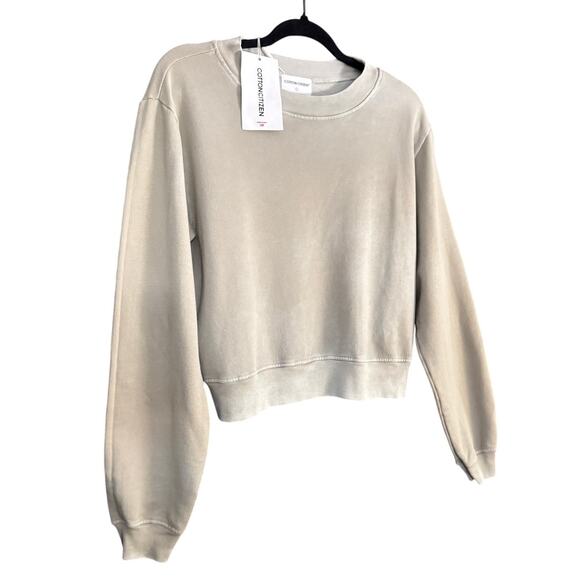 Cotton Citizen Milan French Terry Crewneck –Sand Sz S 100% Cotton Made USA NWT - Picture 4 of 13